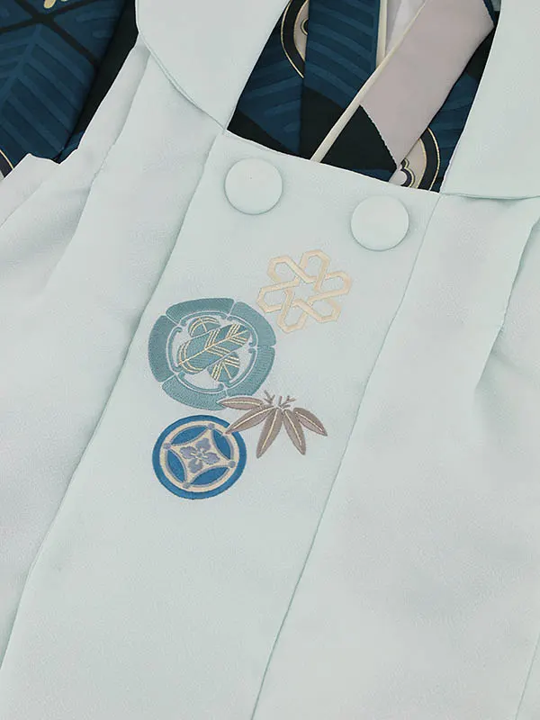 RENCA(3歳男児被布)3014薄水色xターコイズブルー 菱文様に紋