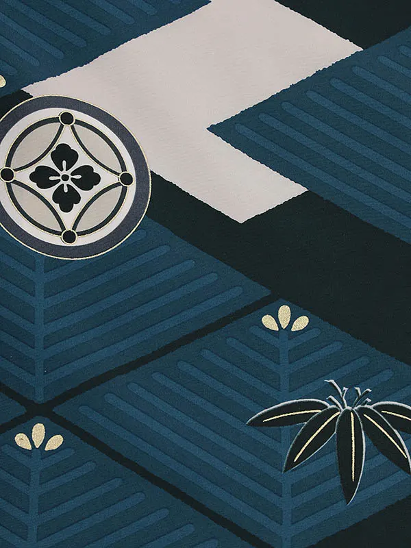 RENCA(3歳男児被布)3014薄水色xターコイズブルー 菱文様に紋