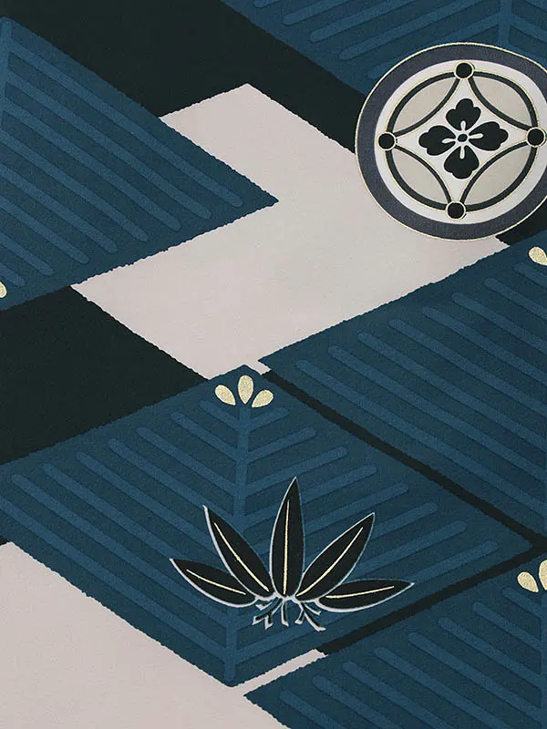 RENCA(3歳男児被布)3014薄水色xターコイズブルー 菱文様に紋