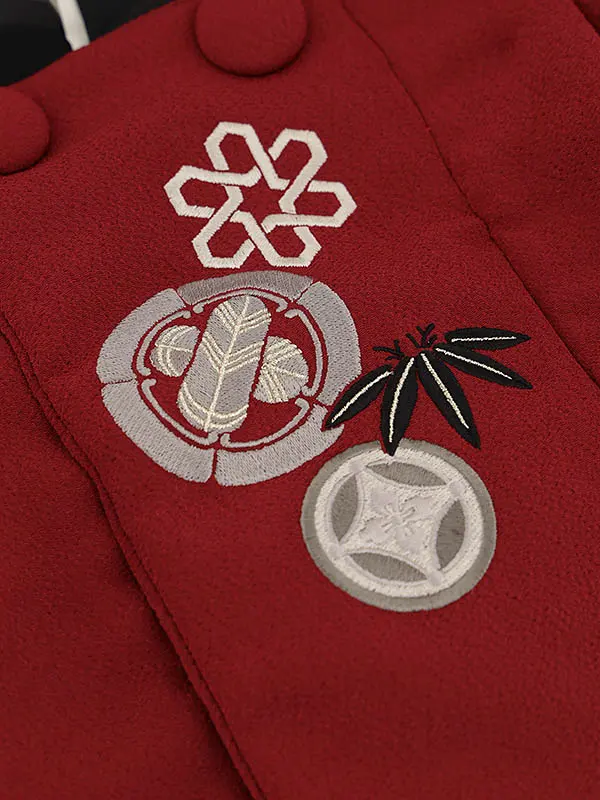 RENCA(3歳男児被布)3016エンジxグレー 菱文様に紋