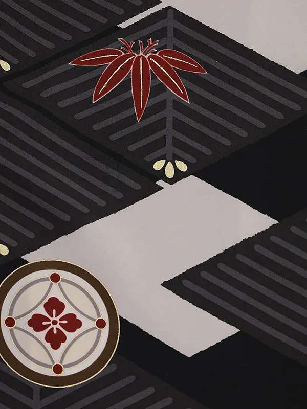 RENCA(3歳男児被布)3016エンジxグレー 菱文様に紋