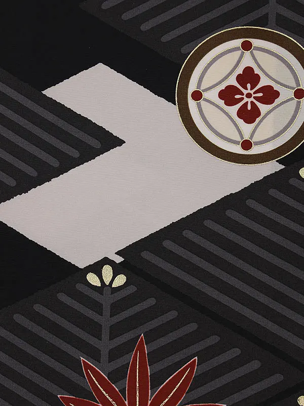 RENCA(3歳男児被布)3016エンジxグレー 菱文様に紋