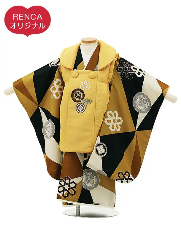 RENCA(3歳男児被布)3017からしxからし黒 変わり柄 紋