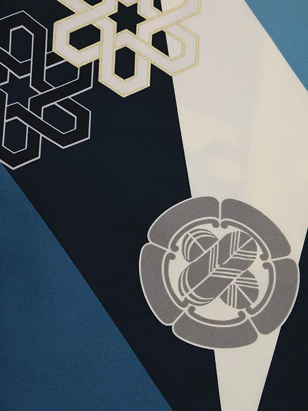 RENCA(3歳男児被布)3018薄水色xターコイズ白 変わり柄 紋