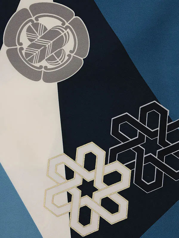 RENCA(3歳男児被布)3018薄水色xターコイズ白 変わり柄 紋