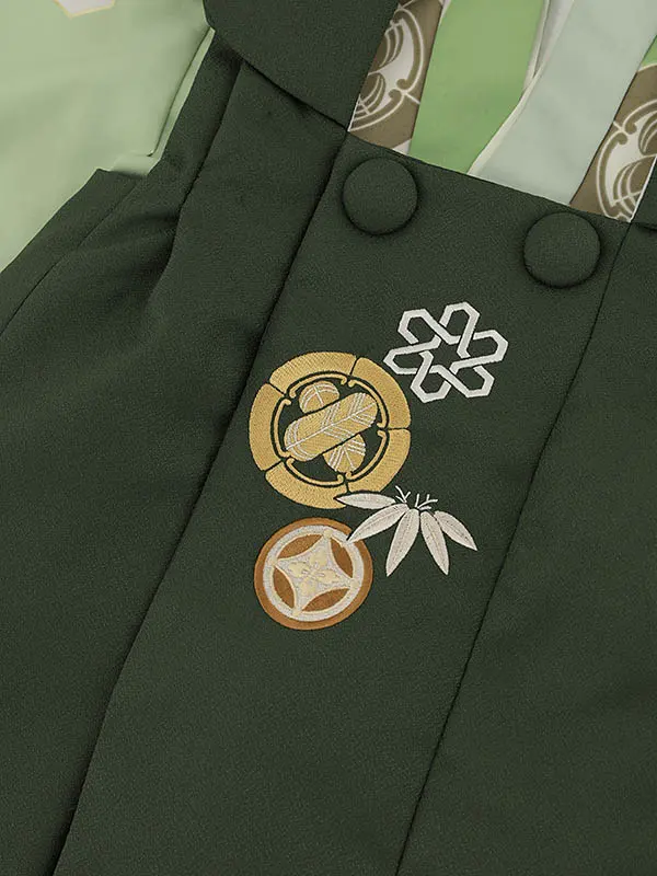 RENCA(3歳男児被布)3019緑x黄緑白 変わり柄 紋