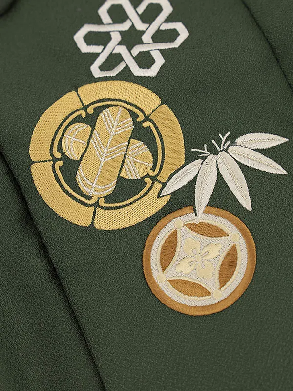 RENCA(3歳男児被布)3019緑x黄緑白 変わり柄 紋