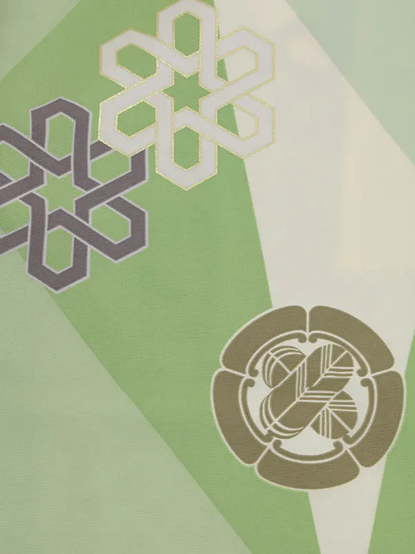 RENCA(3歳男児被布)3019緑x黄緑白 変わり柄 紋