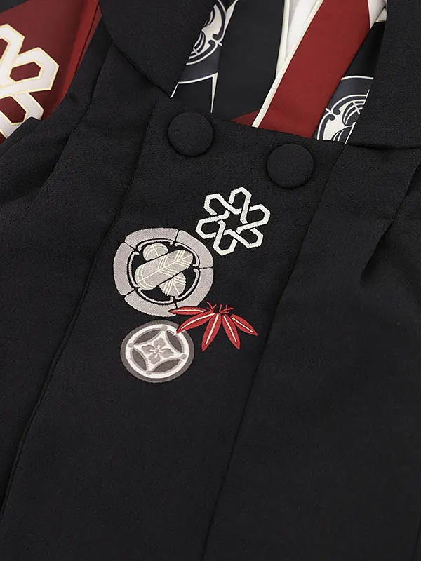 RENCA(3歳男児被布)3020黒xエンジ白 変わり柄 紋