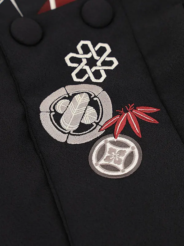 RENCA(3歳男児被布)3020黒xエンジ白 変わり柄 紋