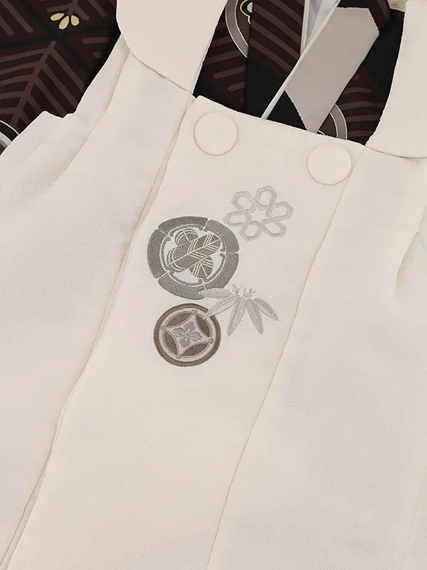 RENCA(3歳男児被布)3021ベージュxブラウン 菱文様に紋