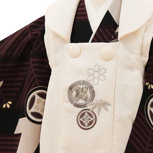 RENCA(3歳男児被布)3021ベージュxブラウン 菱文様に紋