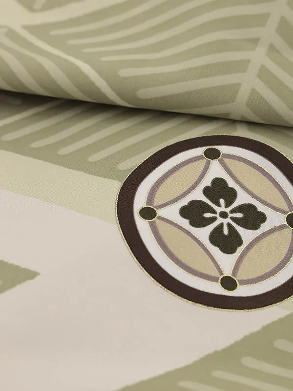 RENCA(3歳男児被布)3023ベージュxモスグレイ 菱文様に紋