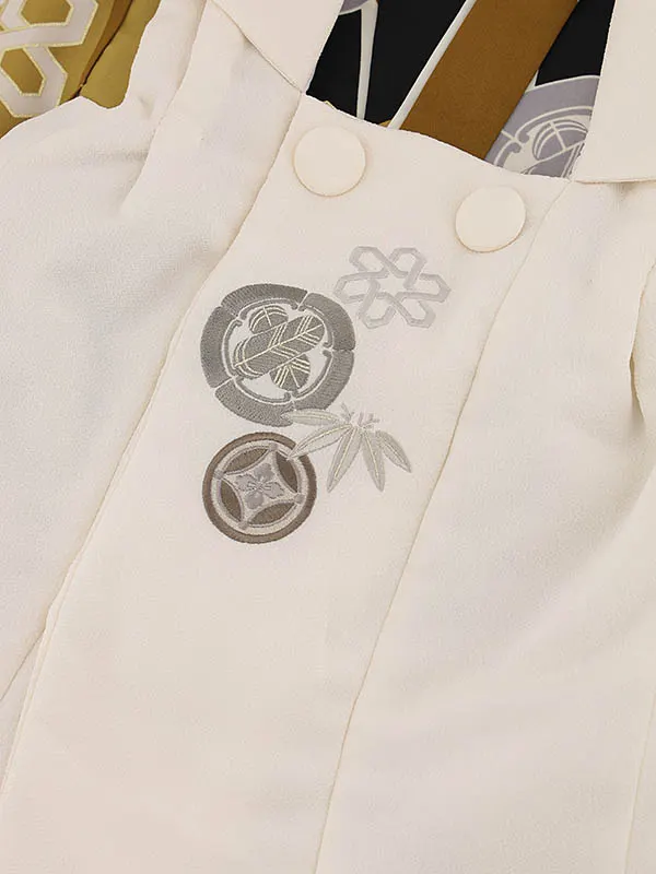 RENCA(3歳男児被布)3025ベージュxからし黒 変わり柄 紋