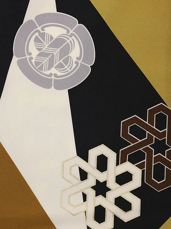 RENCA(3歳男児被布)3025ベージュxからし黒 変わり柄 紋