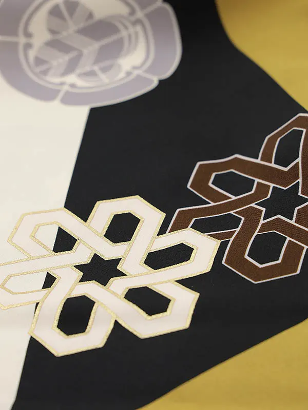 RENCA(3歳男児被布)3025ベージュxからし黒 変わり柄 紋