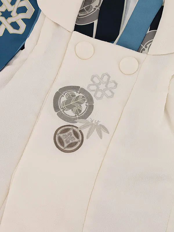 RENCA(3歳男児被布)3026ベージュxターコイズ白 変わり柄 紋