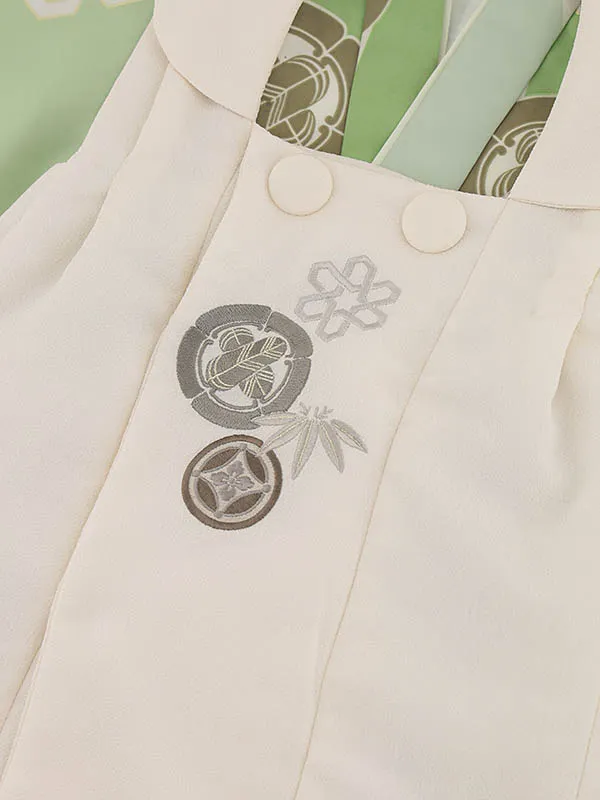 RENCA(3歳男児被布)3027ベージュx黄緑白 変わり柄 紋