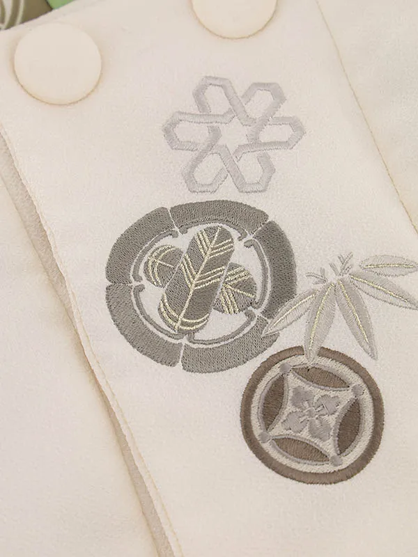 RENCA(3歳男児被布)3027ベージュx黄緑白 変わり柄 紋