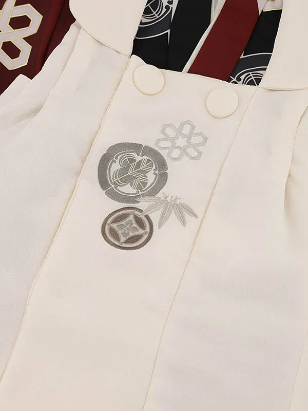 RENCA(3歳男児被布)3028ベージュxエンジ白 変わり柄 紋