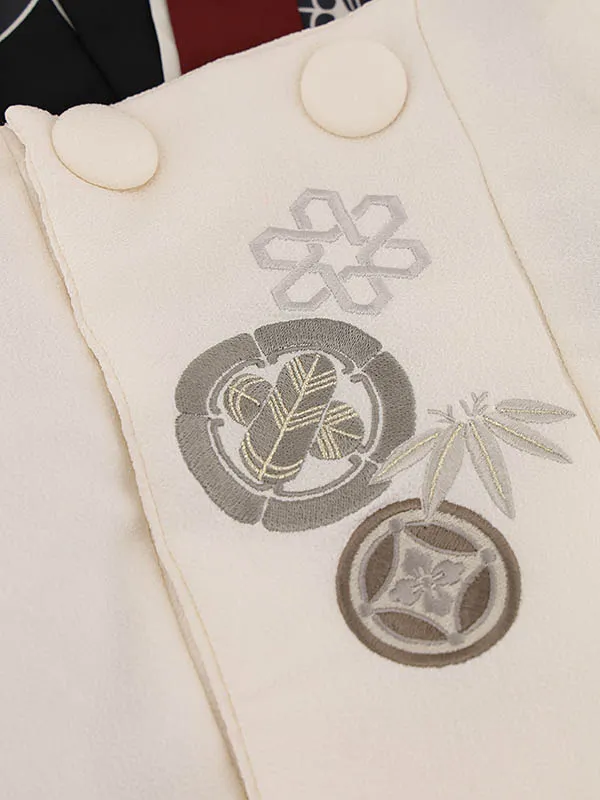 RENCA(3歳男児被布)3028ベージュxエンジ白 変わり柄 紋