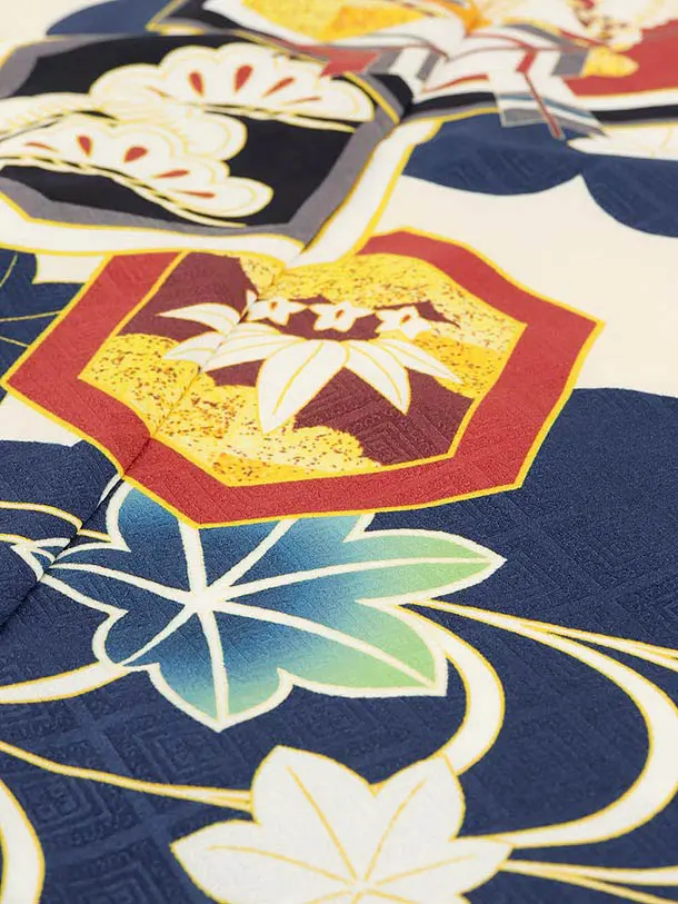 RENCA(5歳男袴)かんたん七五三5004 紺/亀甲紋に鷹xベージュ袴