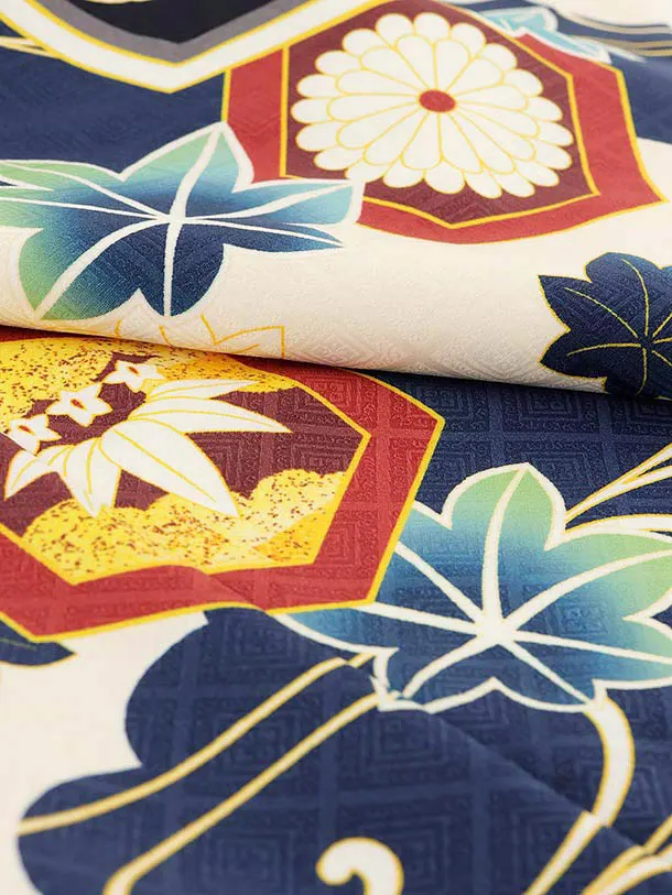 RENCA(5歳男袴)かんたん七五三5004 紺/亀甲紋に鷹xベージュ袴