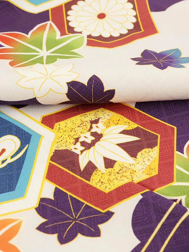 RENCA(5.6歳男袴)かんたん七五三5006 紫/亀甲紋に鷹xモカ茶袴