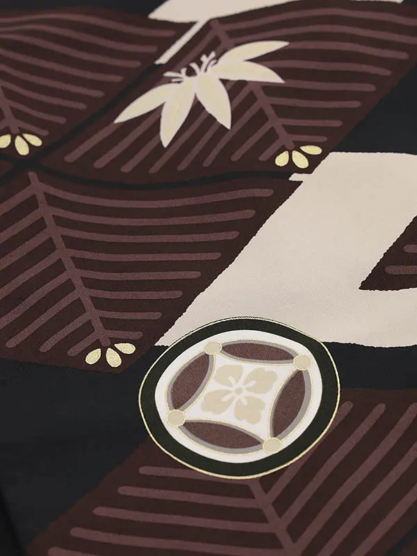 RENCA(5歳男袴)かんたん七五三5011 菱文様と変わり柄xグレー袴