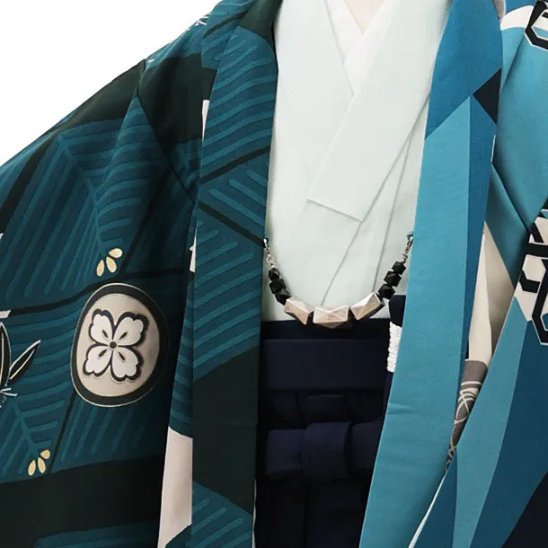 RENCA(5歳男袴)かんたん七五三5013 菱文様と変わり柄x紺袴