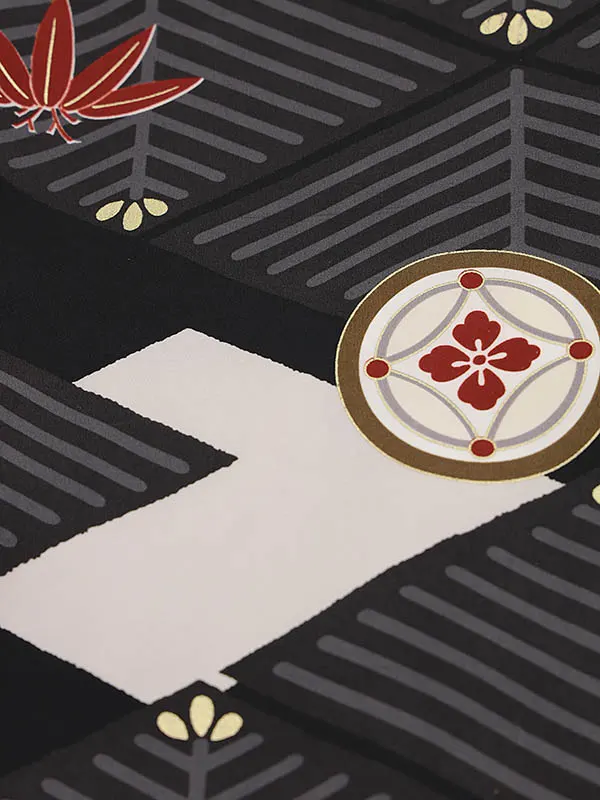 RENCA(5歳男袴)かんたん七五三5014 菱文様と変わり柄x黒袴