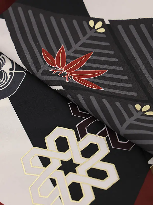 RENCA(5歳男袴)かんたん七五三5014 菱文様と変わり柄x黒袴