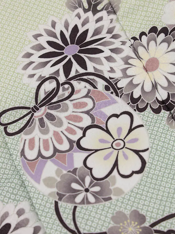 RENCA(3歳女児被布)3010ミントグリーンぼかし 鈴xねじり梅に菊