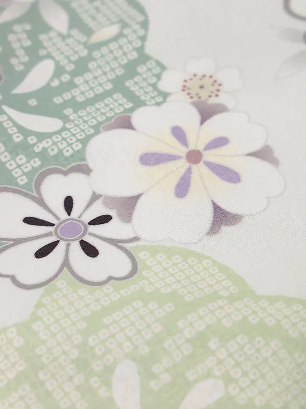 RENCA(3歳女児被布)3010ミントグリーンぼかし 鈴xねじり梅に菊