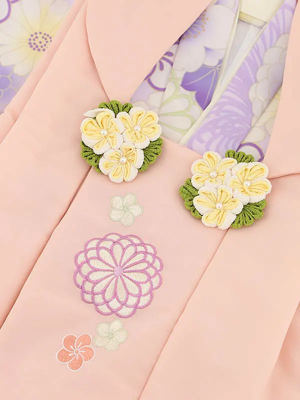 RENCA(3歳女児被布)3011ピンク 刺繍菊xラベンダー 菊づくし