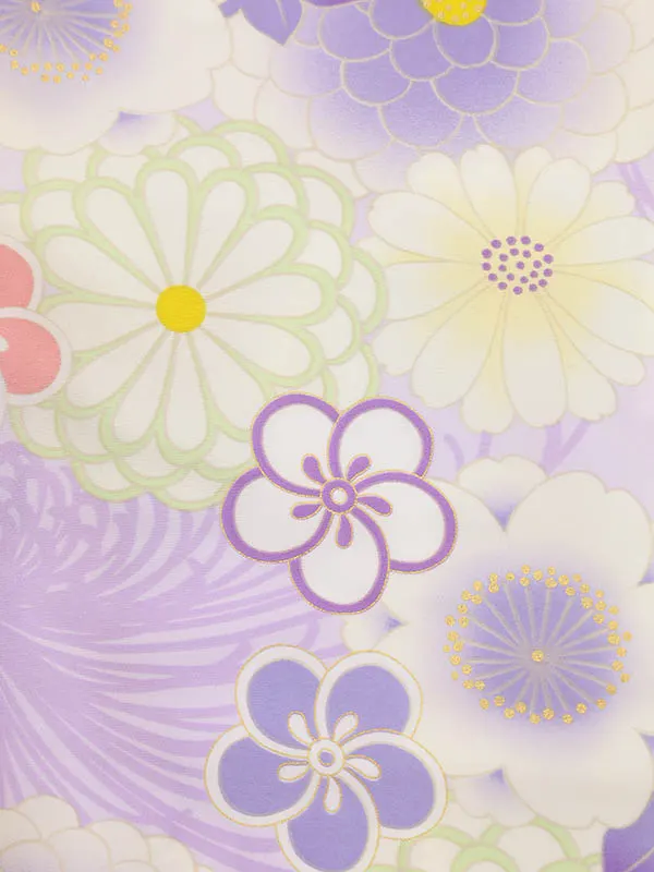 RENCA(3歳女児被布)3011ピンク 刺繍菊xラベンダー 菊づくし