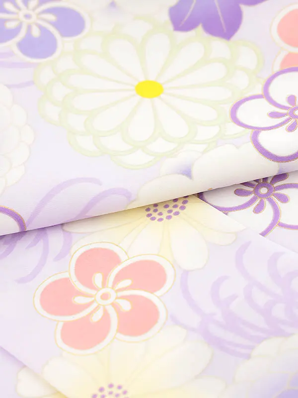 RENCA(3歳女児被布)3011ピンク 刺繍菊xラベンダー 菊づくし