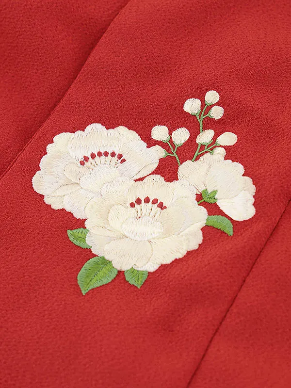 RENCA(3歳女児被布)3014赤 椿xクリーム 赤扇面に桜