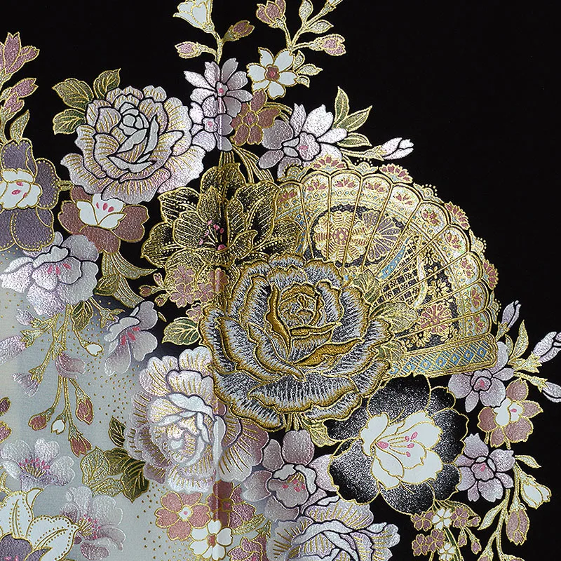 画像の帯セットレンタル 桂由美 黒留袖  紋入り バラ 薔薇 No.233