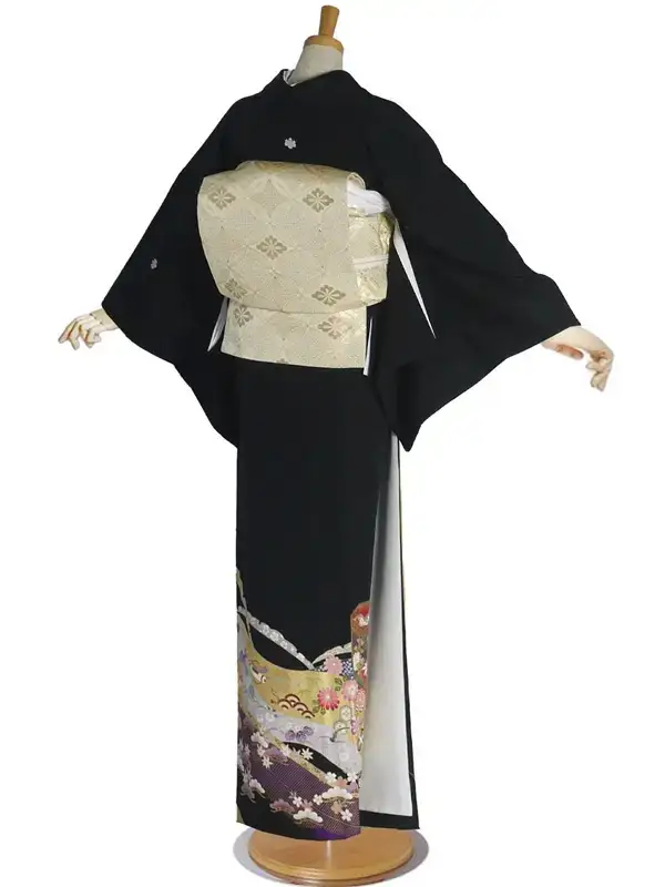レンタル 桂由美 黒留袖 五三の桐 紋入り 季節の花 Sサイズ No.246