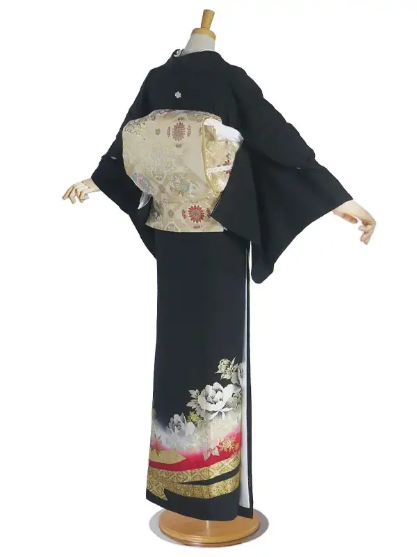 レンタル 桂由美 黒留袖 五三の桐 紋入り 牡丹 熨斗 Sサイズ No.249