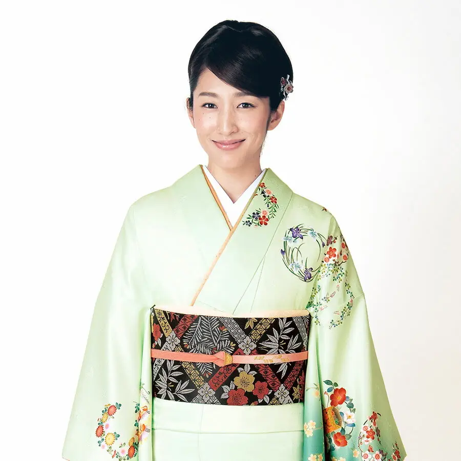 レンタル 訪問着 ミント 扇 No.95