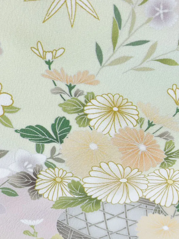 レンタル 訪問着  グリーン ワイドサイズ No252