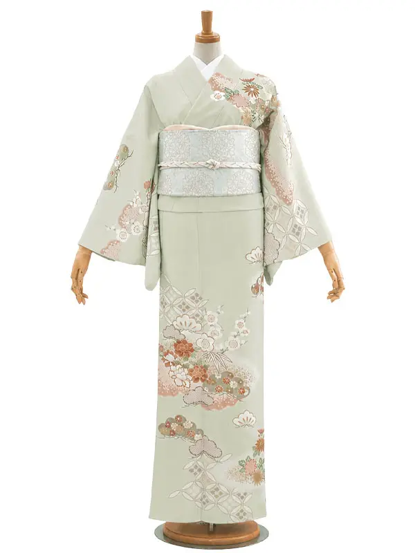 レンタル JAPANSTYLE 訪問着 ﾌﾞﾙｰｸﾞﾚｰ No446