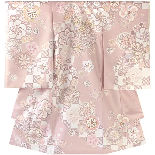 レンタル 産着 女の子 くすみピンク ねじり梅 No.70