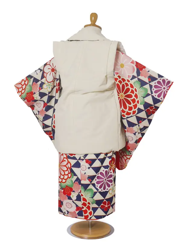 レンタル 七五三  KAGURA 3歳 被布 女児 紺 ウロコ No.54