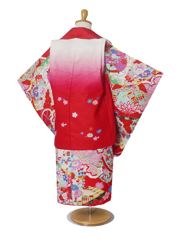 レンタル 七五三  式部クラシック 被布 女児 扇 古典柄 No.194