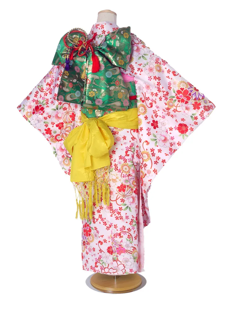 レンタル 花ひめ 四つ身 古典 花柄 No.187