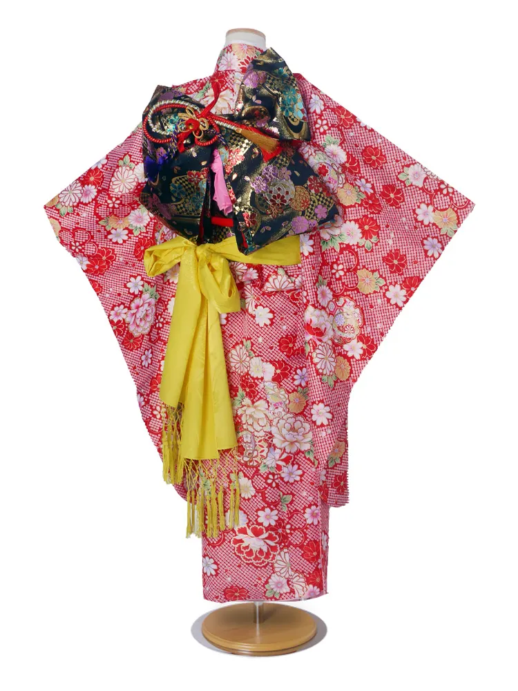 レンタル 花ひめ 四つ身 古典 花柄 No.190