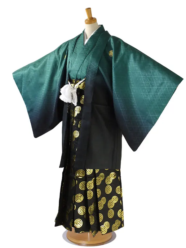 レンタル 卒業 袴 男児  緑 【大きめサイズ】 No.70